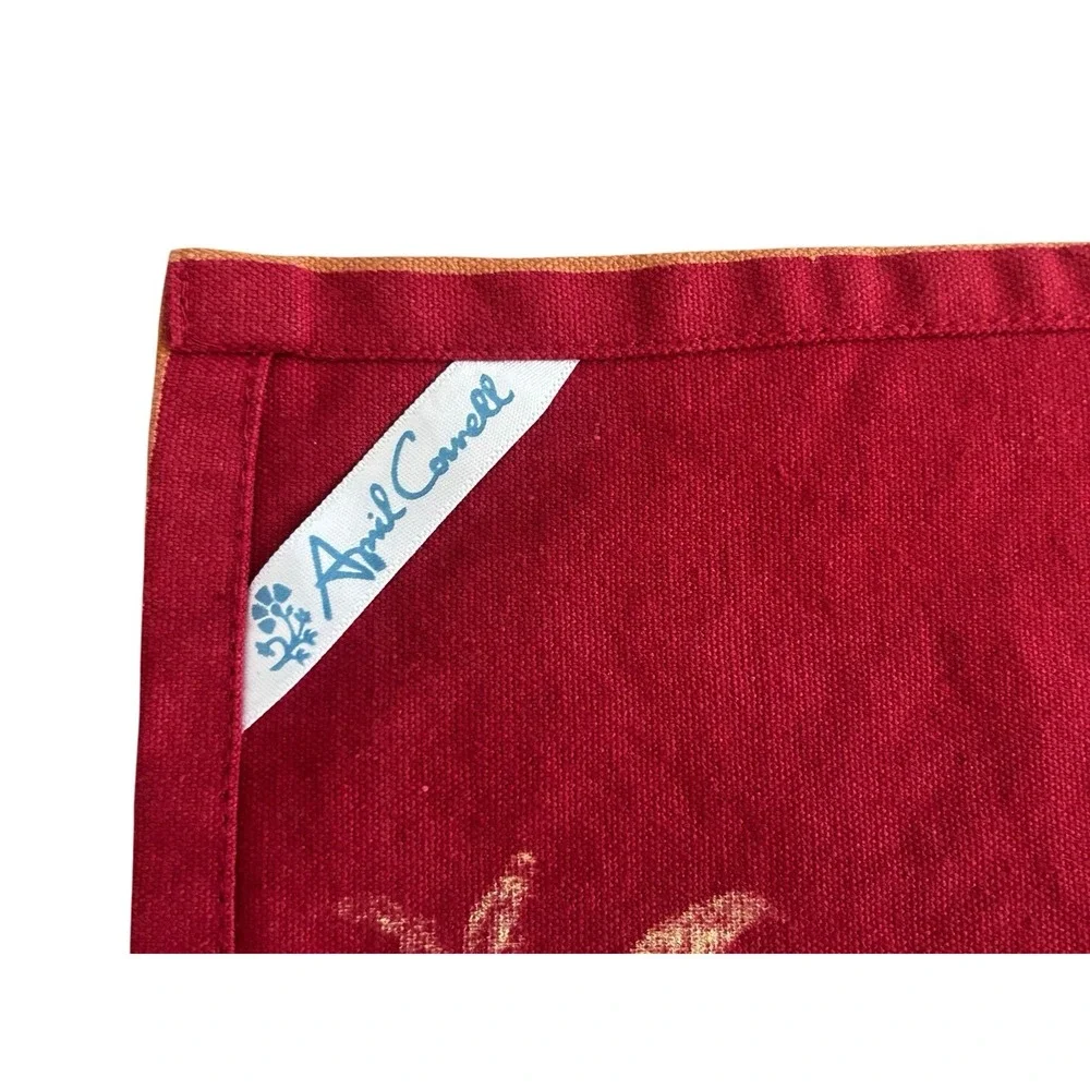 April‎ Cornell Placemats Red Gold Floral Set of 4 Cotton